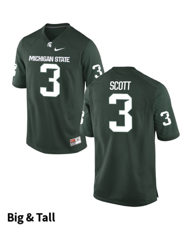 Men's Michigan State Spartans #3 LJ Scott NCAA Nike Authentic Green Big & Tall College Stitched Football Jersey GA41P03KU